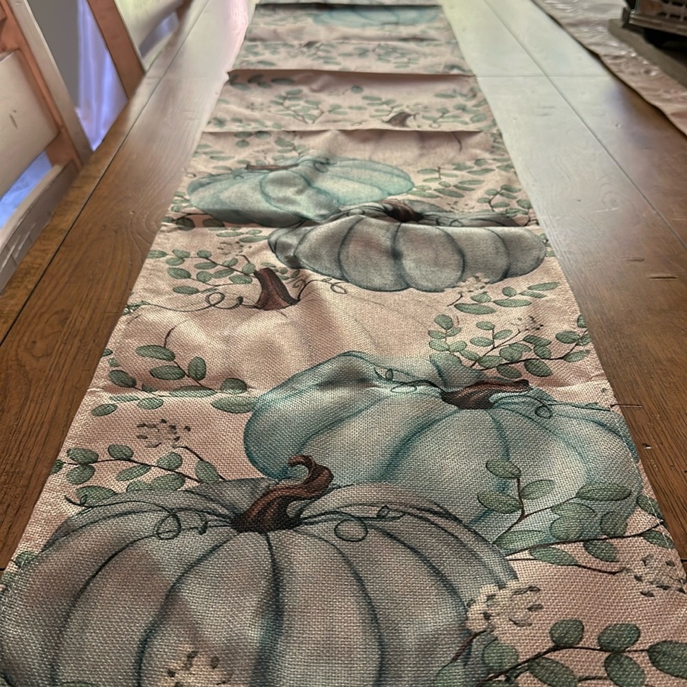 Blue Pumpkin Table Runner. 13”x72” New